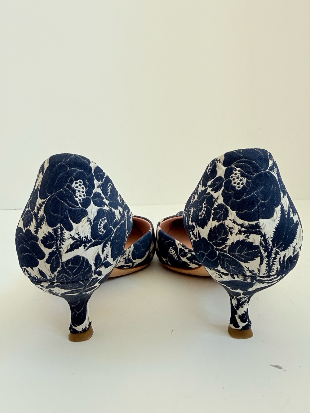 Prada Vintage Y2K 1P2937 Rose Jacquard Bleu D’Orsay Kitten Heels 38 - Picture 6 of 8